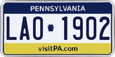 PA license plate LAO1902