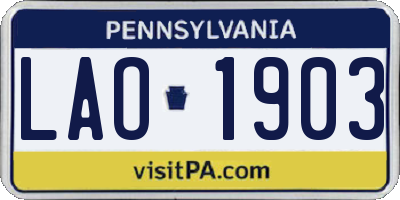 PA license plate LAO1903
