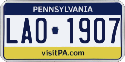 PA license plate LAO1907