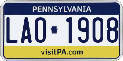 PA license plate LAO1908