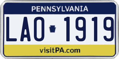 PA license plate LAO1919