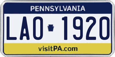 PA license plate LAO1920
