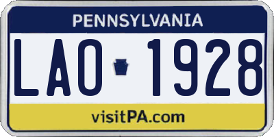 PA license plate LAO1928