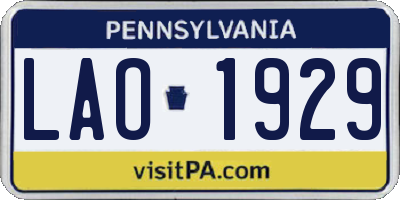 PA license plate LAO1929