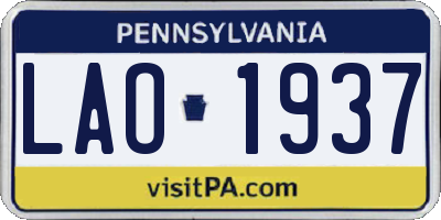 PA license plate LAO1937