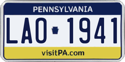 PA license plate LAO1941