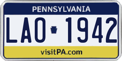 PA license plate LAO1942
