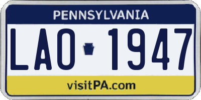 PA license plate LAO1947