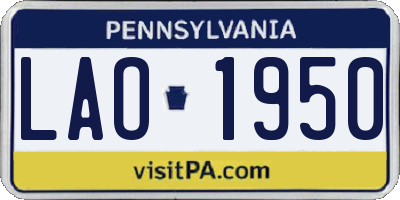 PA license plate LAO1950