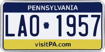 PA license plate LAO1957