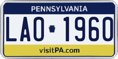 PA license plate LAO1960