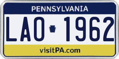 PA license plate LAO1962