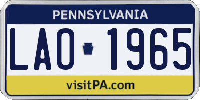 PA license plate LAO1965