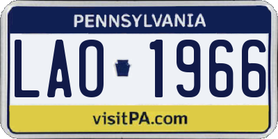 PA license plate LAO1966