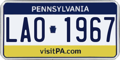 PA license plate LAO1967