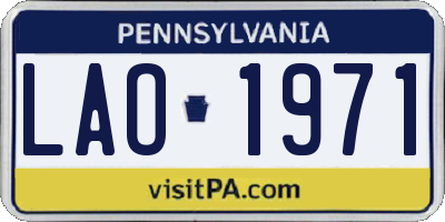 PA license plate LAO1971