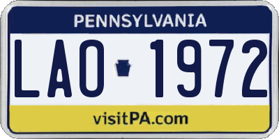 PA license plate LAO1972