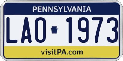 PA license plate LAO1973