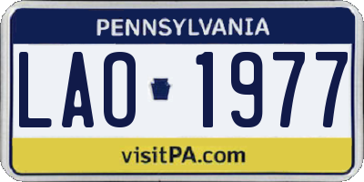 PA license plate LAO1977