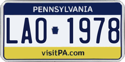 PA license plate LAO1978