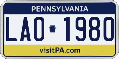 PA license plate LAO1980