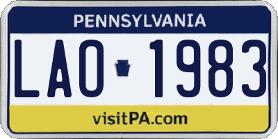 PA license plate LAO1983