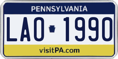 PA license plate LAO1990