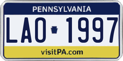 PA license plate LAO1997