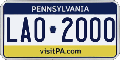 PA license plate LAO2000
