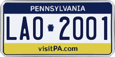 PA license plate LAO2001
