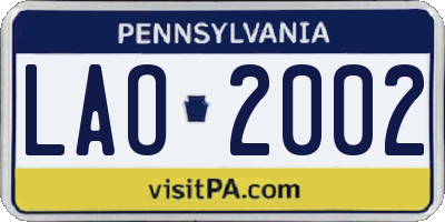 PA license plate LAO2002