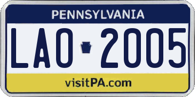 PA license plate LAO2005
