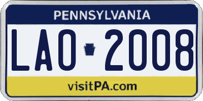 PA license plate LAO2008