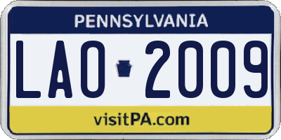 PA license plate LAO2009