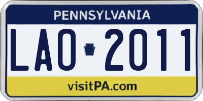 PA license plate LAO2011