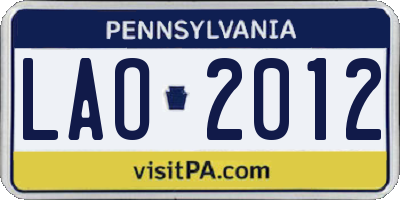 PA license plate LAO2012