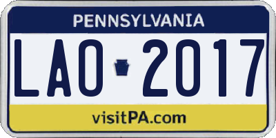 PA license plate LAO2017