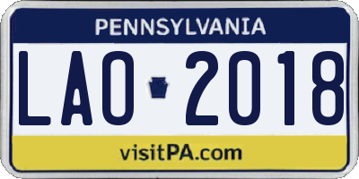 PA license plate LAO2018