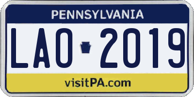 PA license plate LAO2019