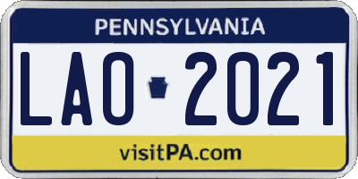 PA license plate LAO2021