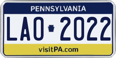 PA license plate LAO2022