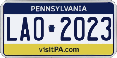 PA license plate LAO2023