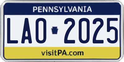 PA license plate LAO2025