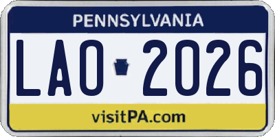 PA license plate LAO2026