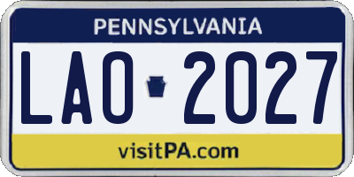 PA license plate LAO2027