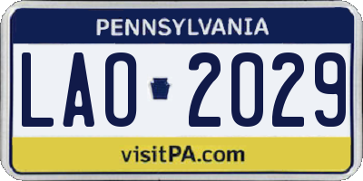 PA license plate LAO2029