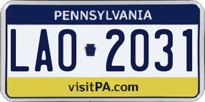 PA license plate LAO2031