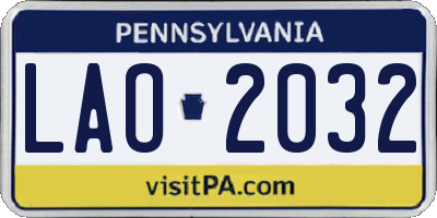 PA license plate LAO2032