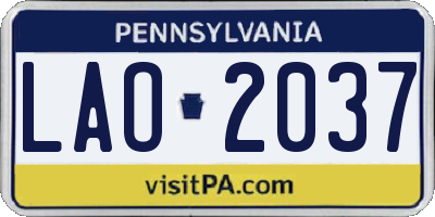 PA license plate LAO2037