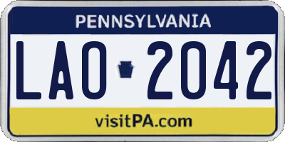 PA license plate LAO2042